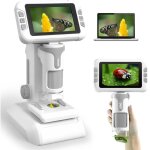 Microscope numrique enfant - cran ips 4 pouces rotatif 180 zoom 1600x photo et vido hd 1080p led ...