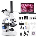 Microscope trinoculaire professionnel - vevor - kit de microscope compos� avec grossissement 40 - 5000x ...