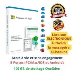 Microsoft office 365 compte - accs  vie - 5 utilisateurs - word excel powerpoint outlook onedrive - ...