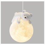 Mignon ours pendentif lumire impression 3d lune globe dessin anim lapin endormi lustre enfants plante ...