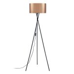 Mikado - lampadaire trpied mtal noir - abat jour cuivre et chrom - diam 34 x h 140 cm