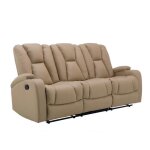 Canapé 3 places relax manuel - milan - tissu microfibre beige - design Épuré Canapé 3 places relax manuel - milan - tissu microfibre beige - design Épuré