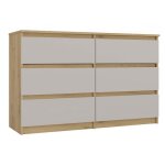 Milan - commode de chambre large 6 tiroirs - 30x120x77cm - meuble de rangement - artisan et cachemire ...