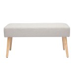 Miliboo - banc scandinave capitonn� en tissu effet laine boucl�e blanc et bois clair l96 cm guesta
