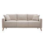 Miliboo - canap� 3 places en tissu beige et bois clair munik