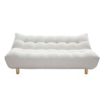 Miliboo - canapé convertible scandinave 3 places en tissu effet laine bouclée blanc et bois clair yumi ... Miliboo - canapé convertible scandinave 3 places en tissu effet laine bouclée blanc et bois clair yumi ...