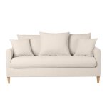 Miliboo - canap� convertible scandinave 3 places en tissu effet velours beige et bois clair louise