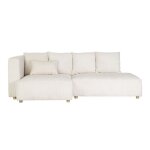 Miliboo - canap� dangle gauche 3 places en tissu velours c�tel� beige et bois clair harlem