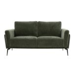 Miliboo - canap design 2 places en tissu effet velours vert kaki et mtal noir mosco