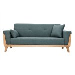 Miliboo - canap� scandinave 3 places en tissu vert de gris et bois clair fjord