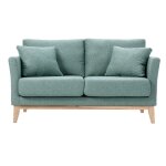 Miliboo - canap� scandinave d�houssable 2 places en tissu vert de gris et bois clair oslo