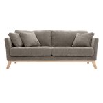 Miliboo - canap� scandinave d�houssable 3 places en tissu effet velours textur� taupe et bois clair oslo ...