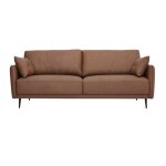 Miliboo - canap vintage 3 places cuir marron et bois fonc daven