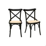 Miliboo - chaises bistrot en bois noir et cannage en rotin (lot de 2) marcel