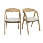 Miliboo - chaises scandinaves empilables en bois clair chêne et tissu beige (lot de 2) lova Miliboo - chaises scandinaves empilables en bois clair chêne et tissu beige (lot de 2) lova