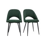 Miliboo - chaises vintage en tissu effet velours textur� vert et m�tal noir (lot de 2) cosette