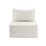 Miliboo - chauffeuse 1 place convertible en tissu effet laine boucl�e blanc victor