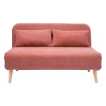 Miliboo - chauffeuse 2 places convertible en tissu effet velours textur terracotta et bois clair amiko ...