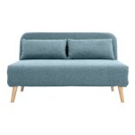 Miliboo - chauffeuse 2 places convertible en tissu vert de gris et bois clair amiko