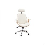 Miliboo - fauteuil de bureau de direction design blanc bois clair et acier chrom� musk
