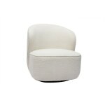 Miliboo - fauteuil design pivotant en tissu effet laine bouclée blanc amber Miliboo - fauteuil design pivotant en tissu effet laine bouclée blanc amber