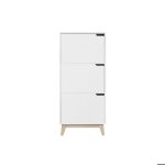 Miliboo - meuble de rangement haut blanc et bois clair 3 portes l60 cm leena