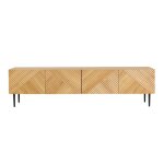 Miliboo - meuble tv design en bois clair chêne massif gravé et métal noir 4 portes l180 cm archipel Miliboo - meuble tv design en bois clair chêne massif gravé et métal noir 4 portes l180 cm archipel