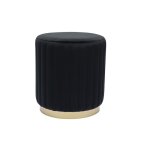 Miliboo - pouf rond en velours noir et mtal dor d40 cm dona