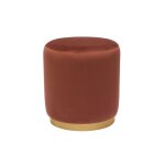 Miliboo - pouf rond en velours rouge tomette et m�tal dor� d40 cm amaya