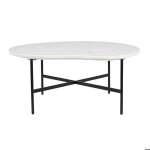 Miliboo - table basse design en marbre blanc et métal noir l80 cm sasso Miliboo - table basse design en marbre blanc et métal noir l80 cm sasso