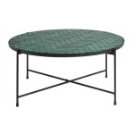 Miliboo - table basse ronde en c�ramique vert fonc� et m�tal noir d80. 5 cm kotta