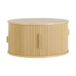 Miliboo - table basse ronde finition bois clair chêne 2 portes coulissantes d80 cm epic Miliboo - table basse ronde finition bois clair chêne 2 portes coulissantes d80 cm epic