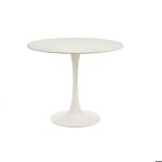 Miliboo - table � manger design ronde en c�ramique blanche et m�tal d90 cm malou