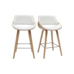 Miliboo - tabourets de bar design blancs et bois clair h70 cm (lot de 2) clash