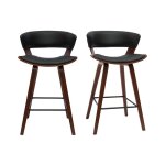 Miliboo - tabourets de bar design noir et bois fonc� h65 cm (lot de 2) syrah