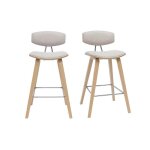 Miliboo - tabourets de bar design en tissu effet velours texturé beige et bois clair h69 cm (lot de 2) ... Miliboo - tabourets de bar design en tissu effet velours texturé beige et bois clair h69 cm (lot de 2) ...