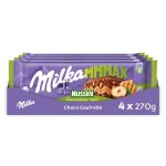 Milka - 4 tablettes mmmax de chocolat au lait gaufrettes aux clats de noisettes nussini - (4x270g)