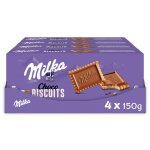 Milka - 8 sachets de choco biscuits - biscuits petit beurre napps au chocolat au lait - (4x150g)