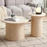 Milton & oldbrook set de table basse mezica look travertin