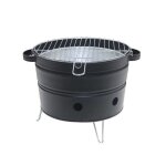 Mini barbecue au charbon de bois portable noir design pot de fleur