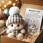 Mini bunny hug cute pques cadeau de pquesbunny en peluche de pques avec chapeau et pom tricotsoutien ...