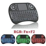 Mini clavier sans fil azerty 2. 4g retro - clair franais avec souris touchpad tlcommande gamer rgb ...