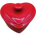 Mini cocotte rouge en c�ramique avec couvercle ramequin en forme de c?ur ? 10 x 75 cm ? hobby tech