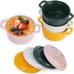 Mini cocotte individuelle de 270 ml en porcelaine avec couvercles & poign�es [lot de 4] - ramequin four ...