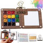 Mini coffret de peinture aquarelle de voyage kit de peinture de poche avec carnet de croquis en bois ...