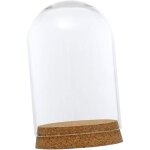 Mini d�me en verre avec base en li�ge d�coratif cloche vitrine pour stockage de fleurs d�coration de ...