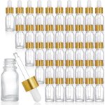 Mini flacons compte - gouttes 10ml avec pipettes lot de 40 bouchons aluminium dor� pour huiles essentielles ...