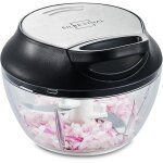 Mini hachoir manuel en inox - 5 secondes - avec couvercle et racloir - mixeur coupe oignons ail herbes ...