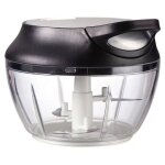 Mini hachoir manuel en inox - 5 secondes - avec racloir - mixeur coupe oignons ail herbes odipie