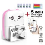 Mini imprimante thermique bluetooth portable 5 rouleaux papier adhésif compatible android / ios rose Mini imprimante thermique bluetooth portable 5 rouleaux papier adhésif compatible android / ios rose